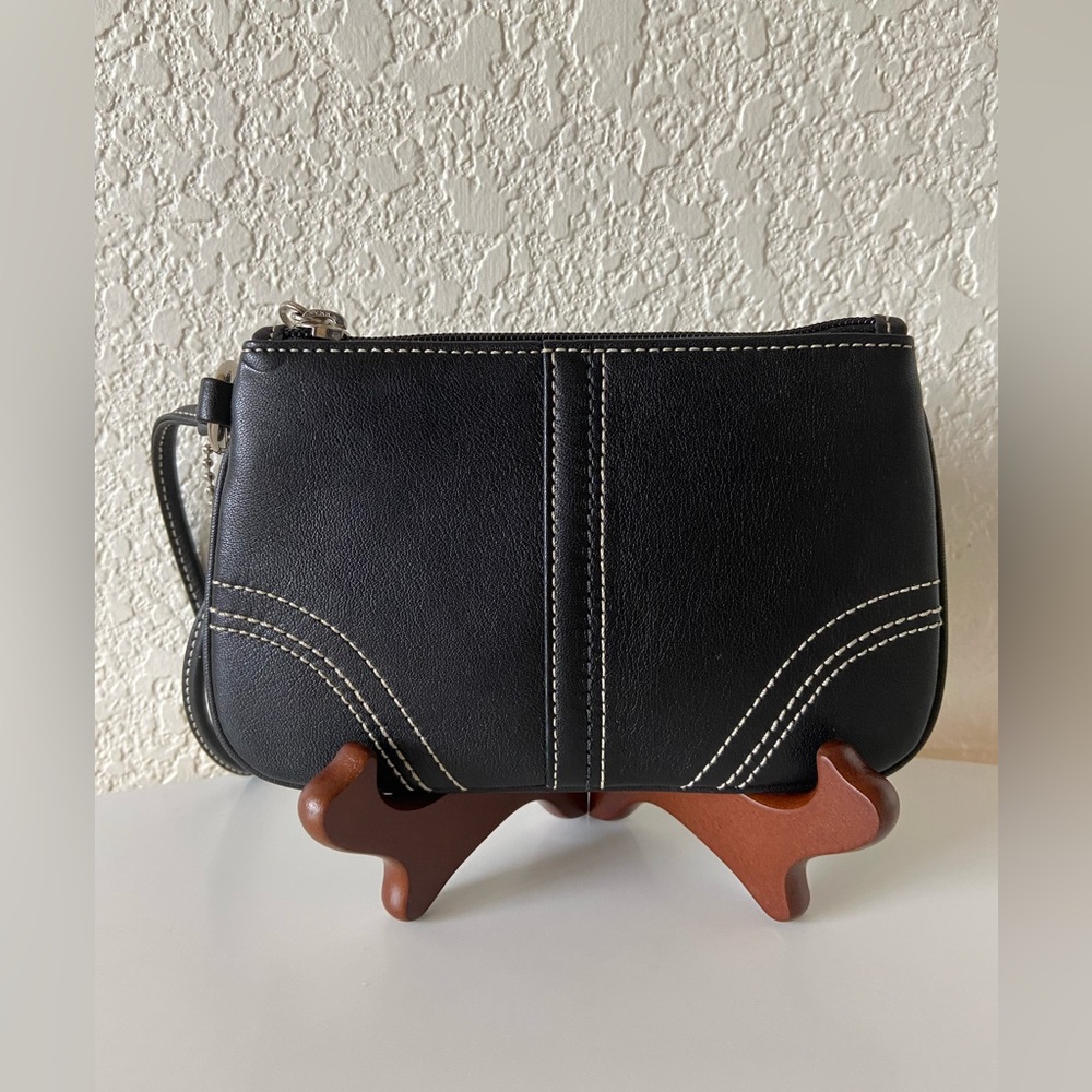 BNWT Vintage Coach Black Leather Purse Wristlet Wallet Superb Condition - Picture 1 of 5